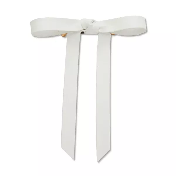 Bardot Faux Leather Bow Barrette ~ Ivory