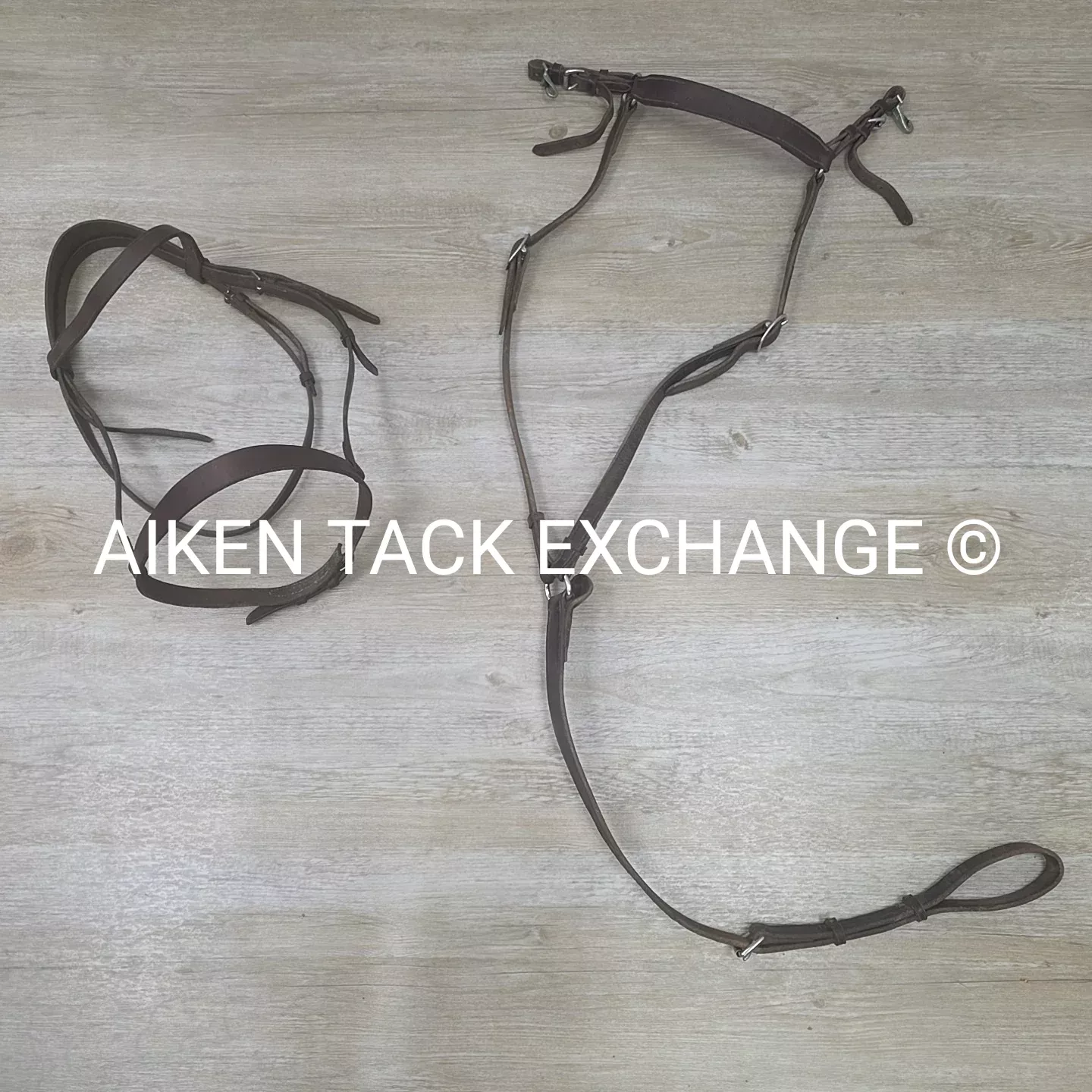 BARGAIN BUNDLE: Flat Hunt Bridle (No Cheek Pieces) & Flat Breastplate, Brown