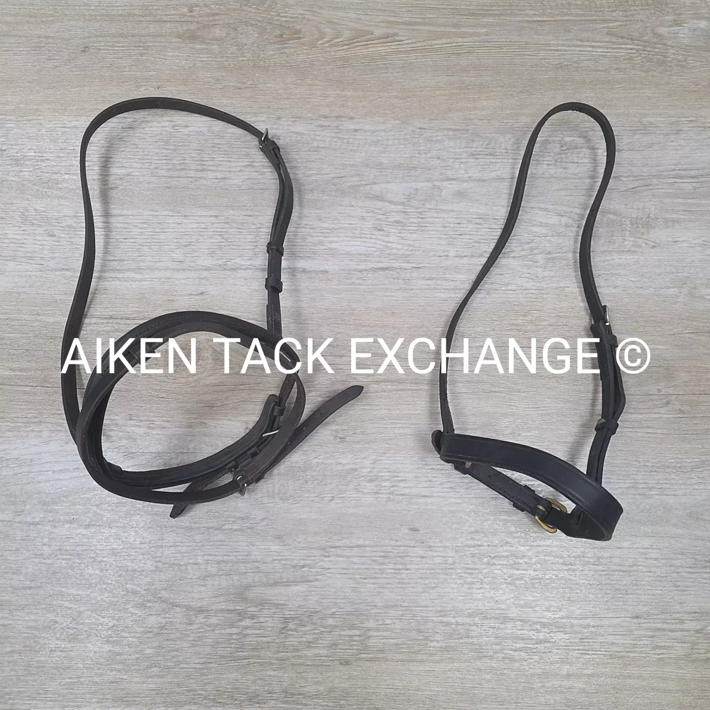 BARGAIN BUNDLE: Plain Flat Noseband & Padded Flash Noseband, Black, Size Full