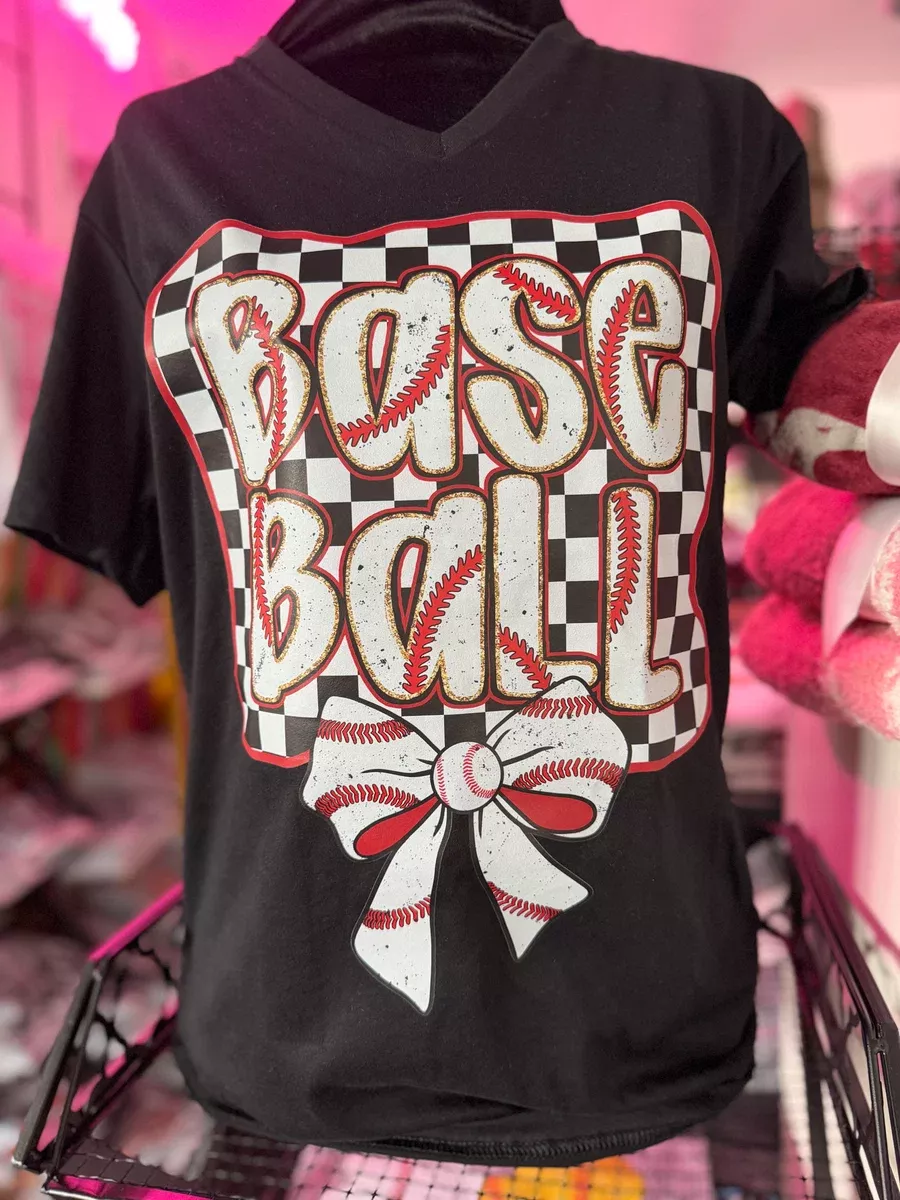 Baseball Checkered Bow Tee