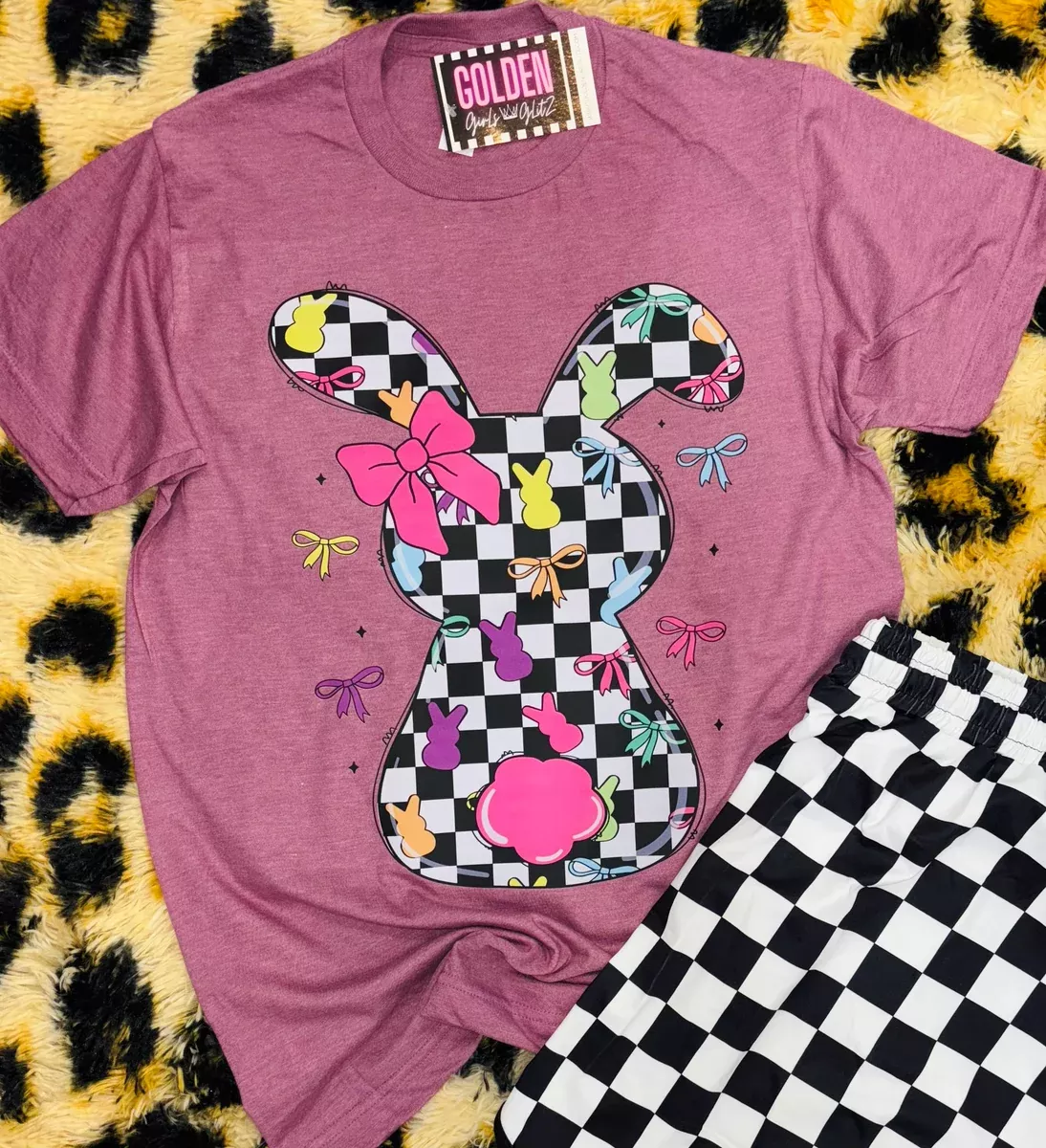 Checkered Peep Bunny Tee