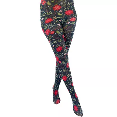 + Christmas Floral PAMELA MANN Vintage Look Tights