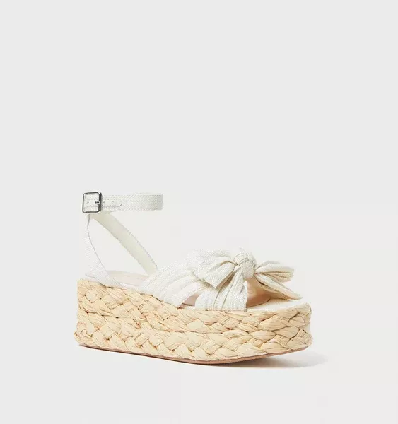 Gaby White Pleated Bow Espadrille