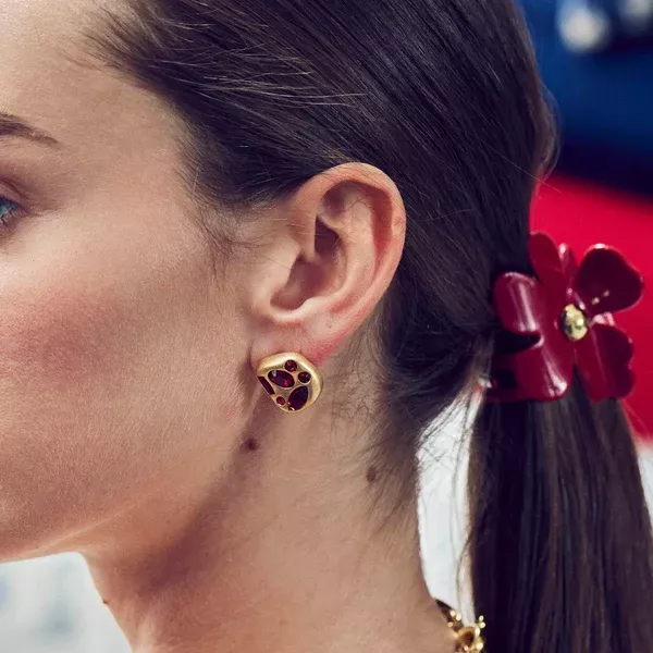 Garnet Molten Button Earrings