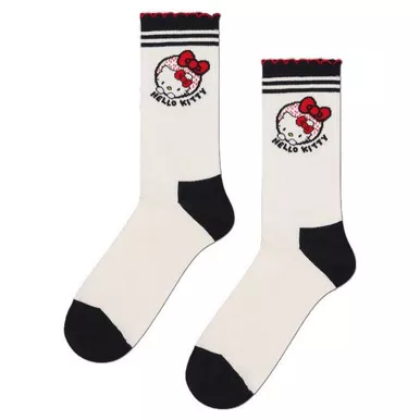 + Happy Socks x Hello Kitty Ribbon Sneaker Socks in Off White/Black
