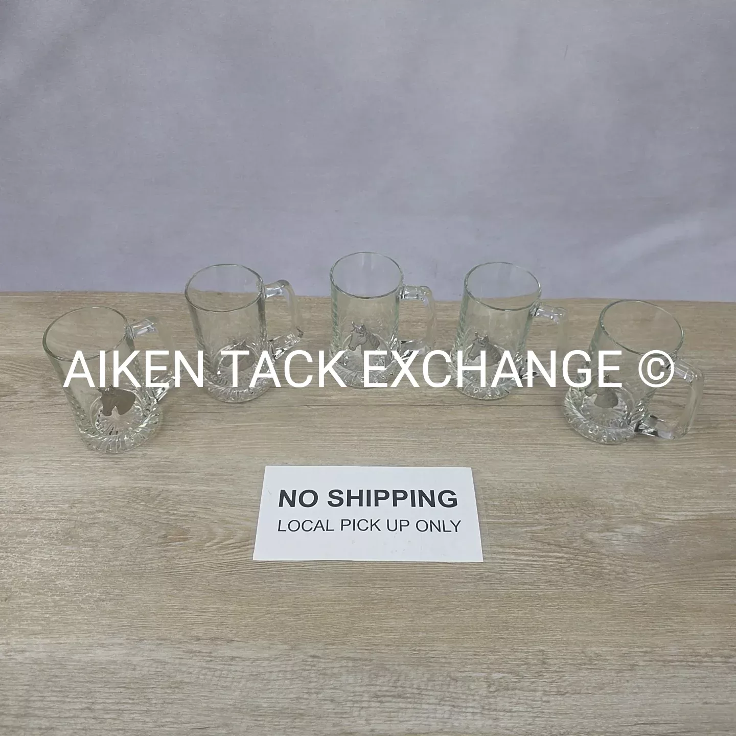 Horse Head Glass Mugs, Set of 5
