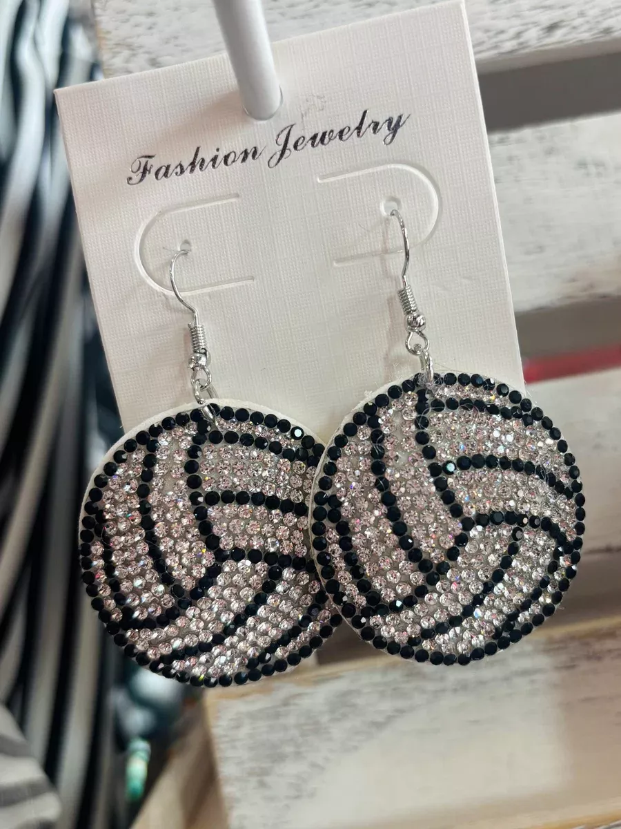 Rhinestone Volleyball Puff Earrings