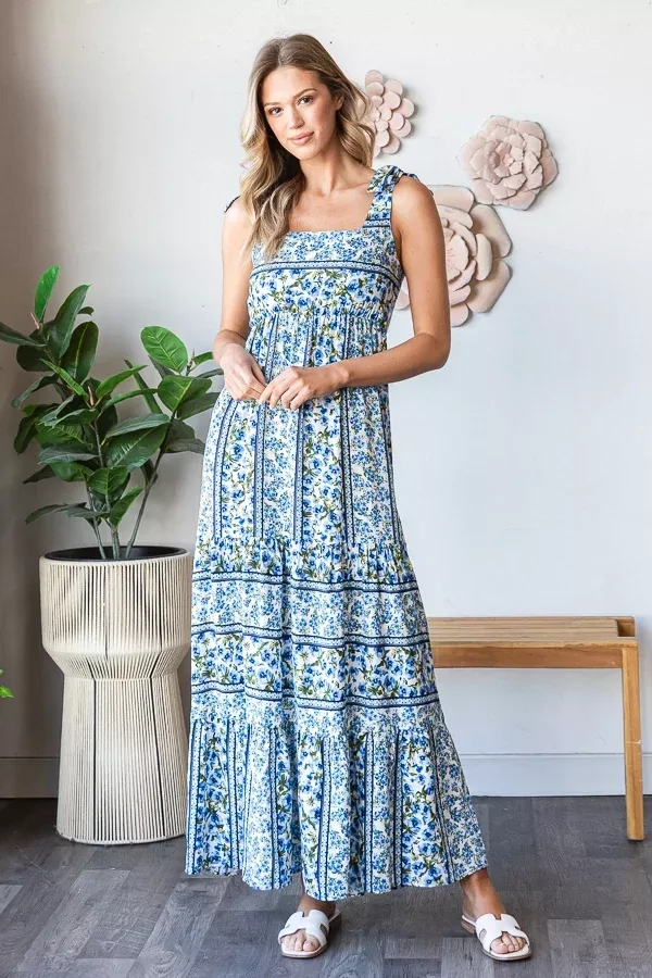 Royal Floral Fields Maxi Dress