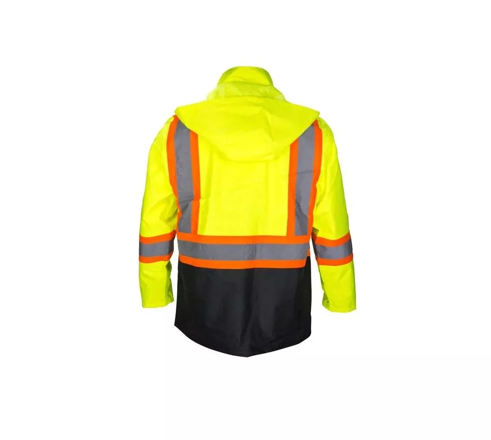 SAS Safety Corp Class 2 Yellow High-Visibility Safety Rain Jacket – Waterproof ANSI Compliant