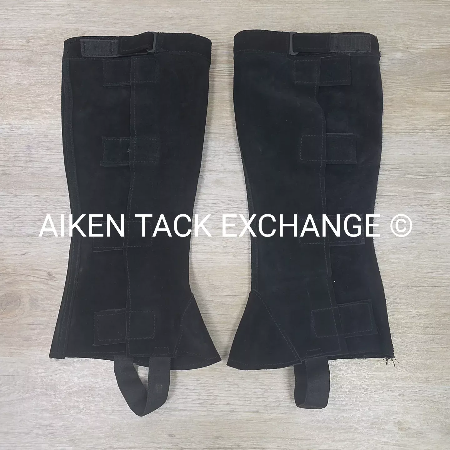 Suede Half Chaps, Black, Size Large